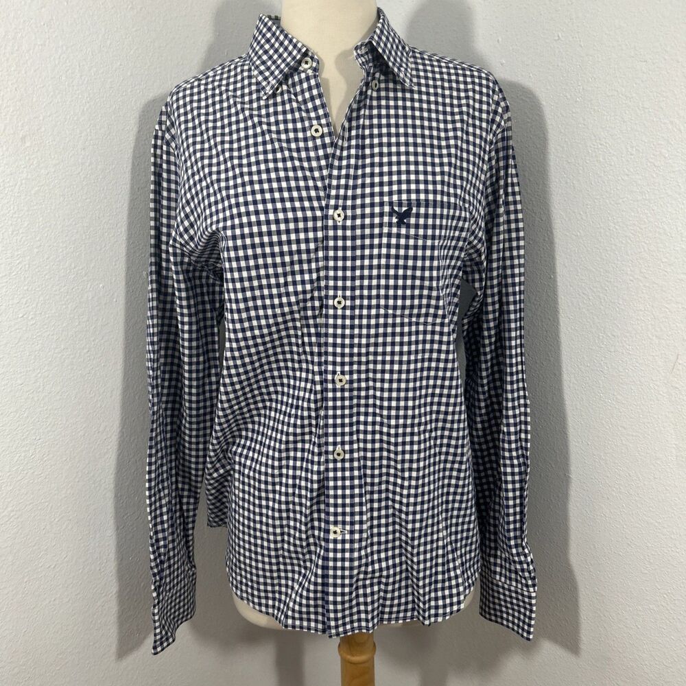 American Eagle Shirt‎ Mens Small Petite Button Down Plaid Vacation Preppy
